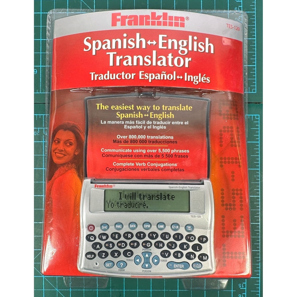 Franklin TES120 Electronic Spanish English Phrasebook Dictionary New NIB Sealed